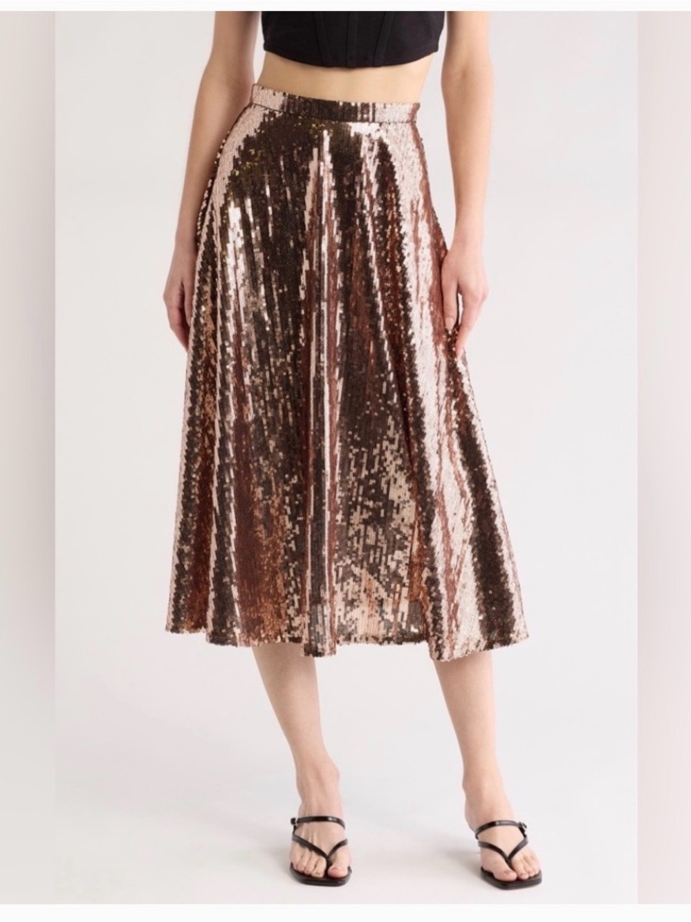 Mother the Going Round Sequin Midi Skirt in Rose Gold NWOT